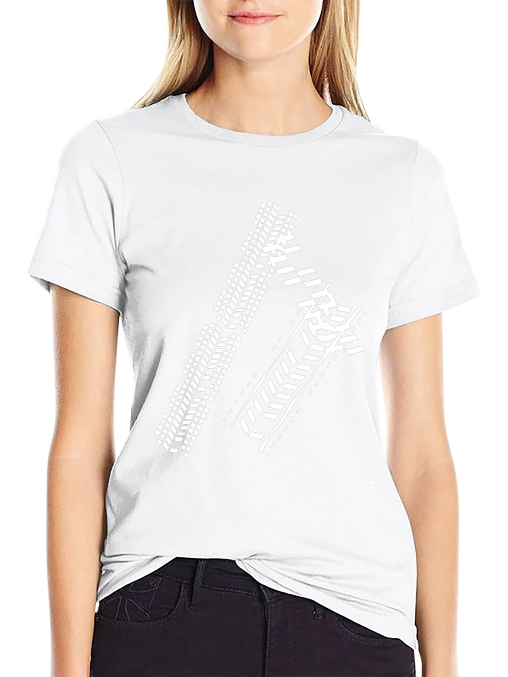 Tire Track Graphic Tee - Black Cotton Shirt