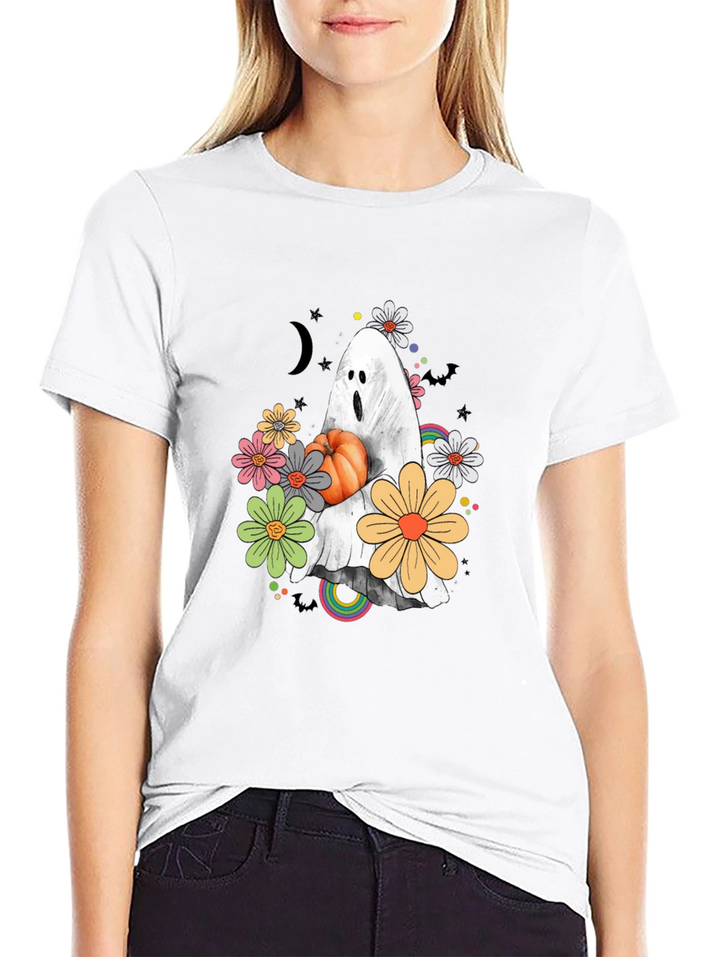 Halloween Ghost Pumpkin Graphic T-Shirt