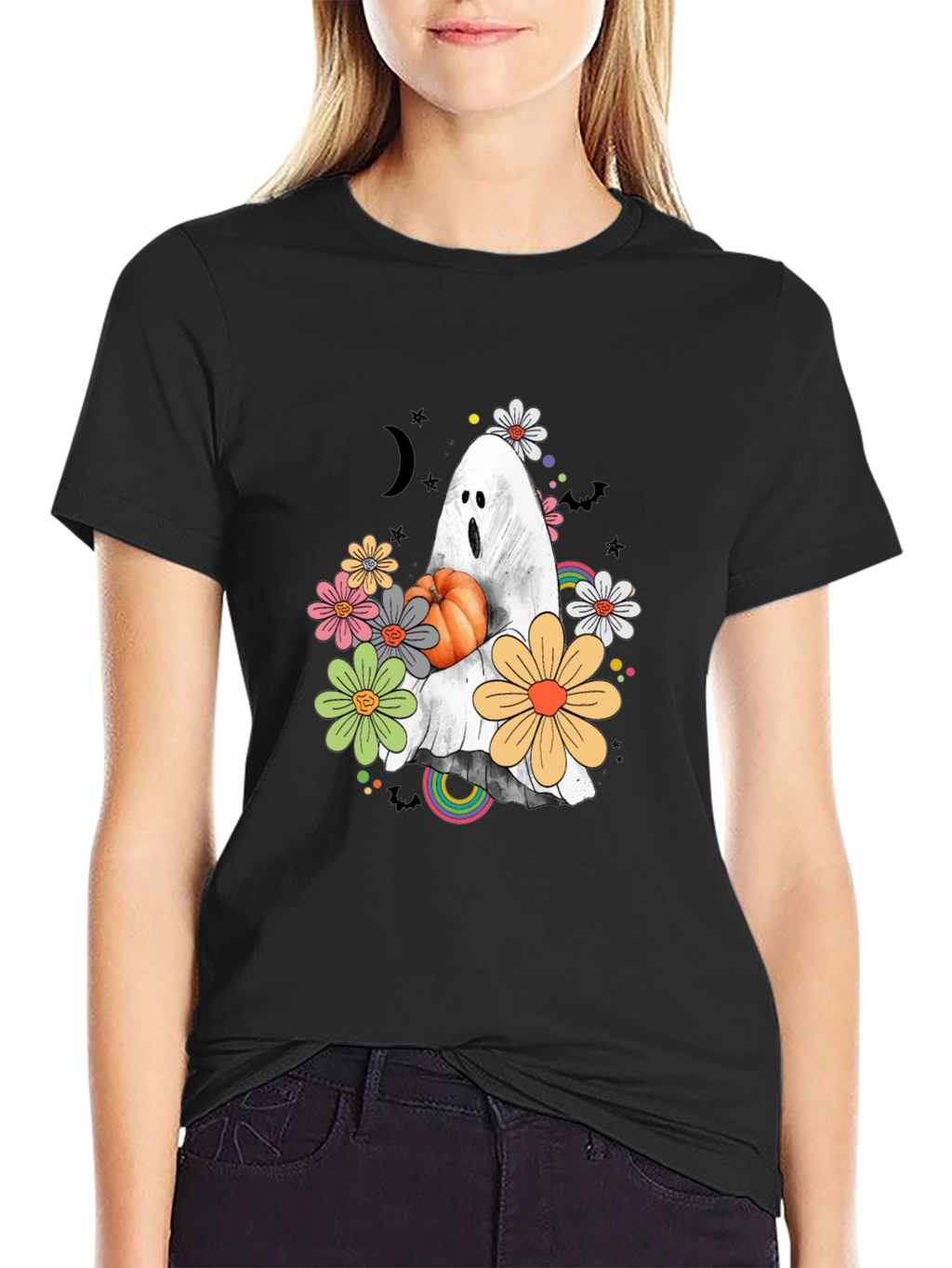 Halloween Ghost Pumpkin Graphic T-Shirt