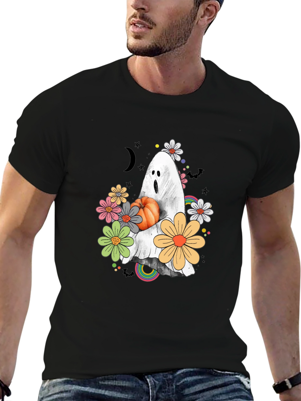 Halloween Ghost Pumpkin Graphic T-Shirt