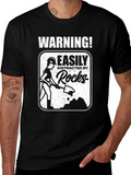 Warning! Easily Distracted By Rocks Black T-Shirt