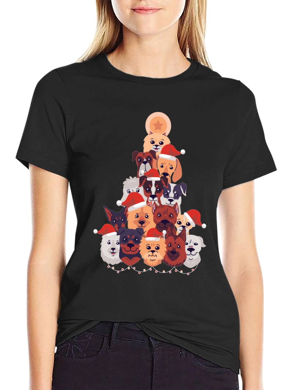 Festive Dog Christmas Tree Graphic Tee
