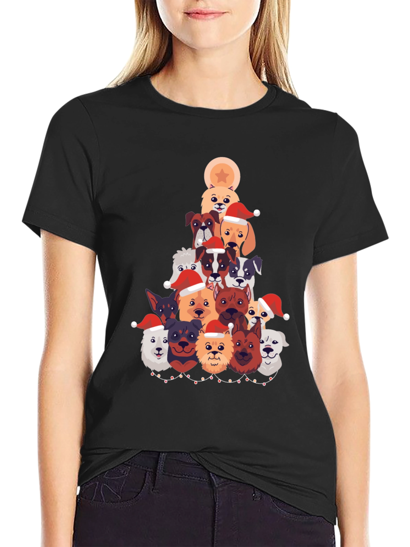 Festive Dog Christmas Tree Graphic Tee
