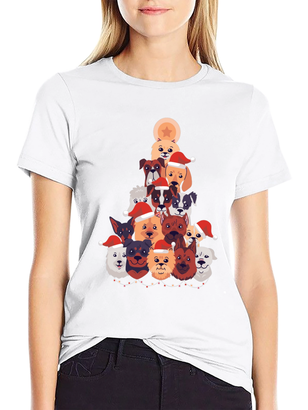 Festive Dog Christmas Tree Graphic Tee