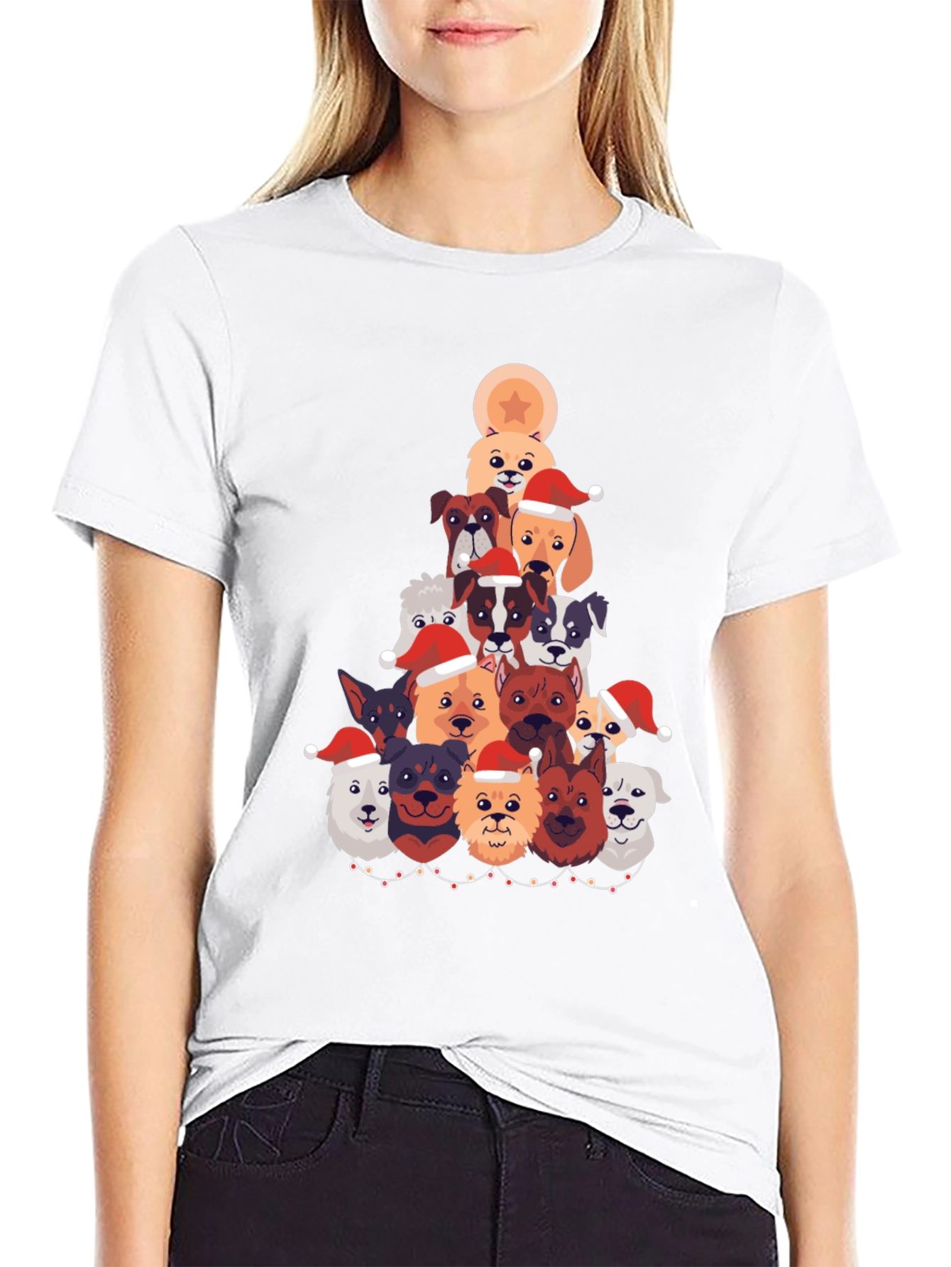 Festive Dog Christmas Tree Graphic Tee