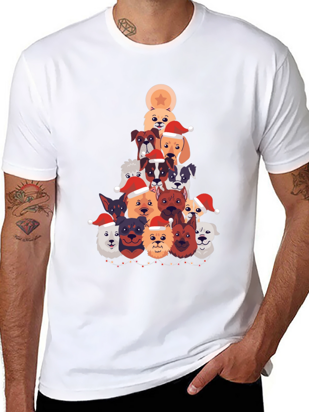 Festive Dog Christmas Tree Graphic Tee