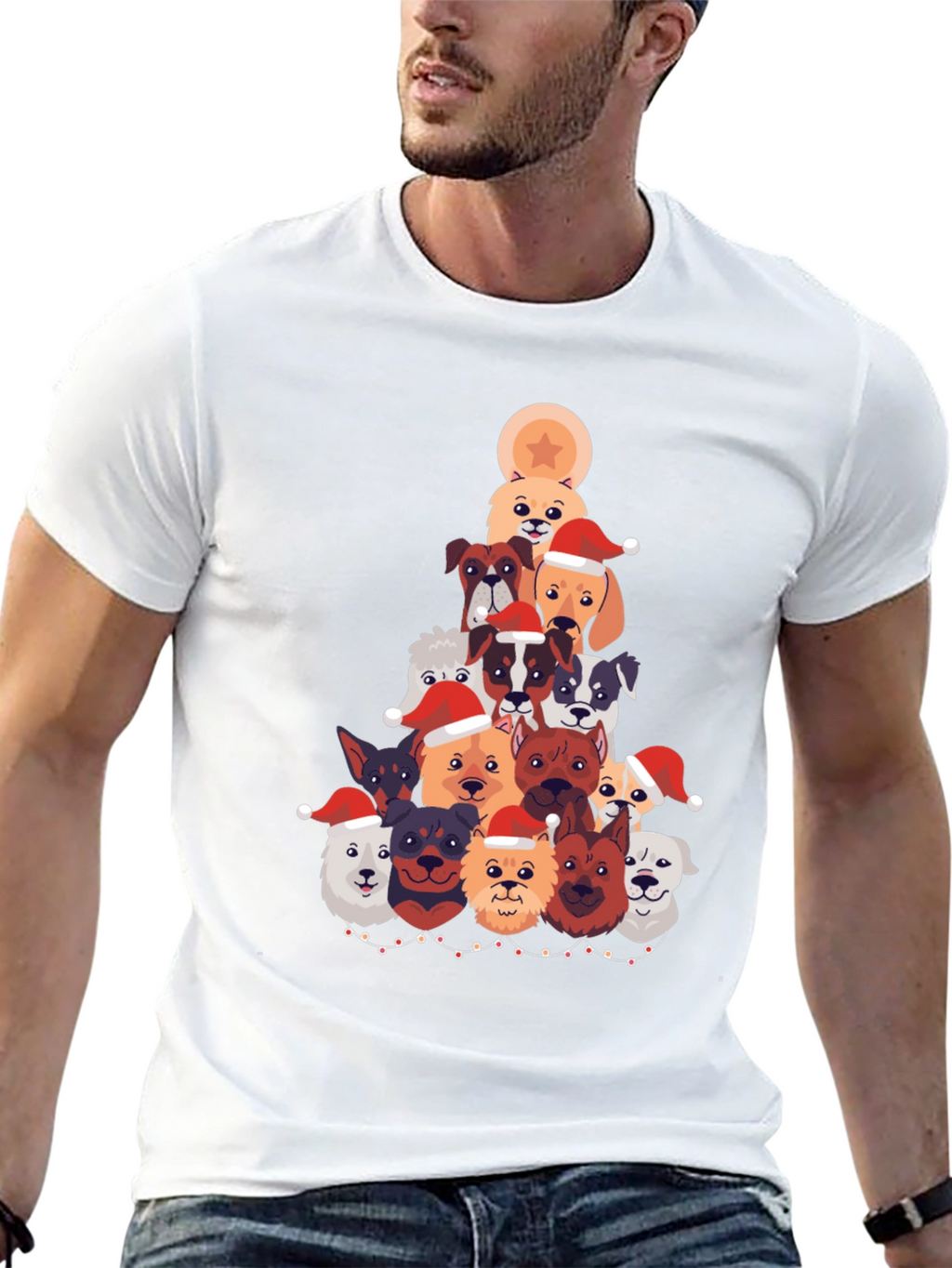Festive Dog Christmas Tree Graphic Tee
