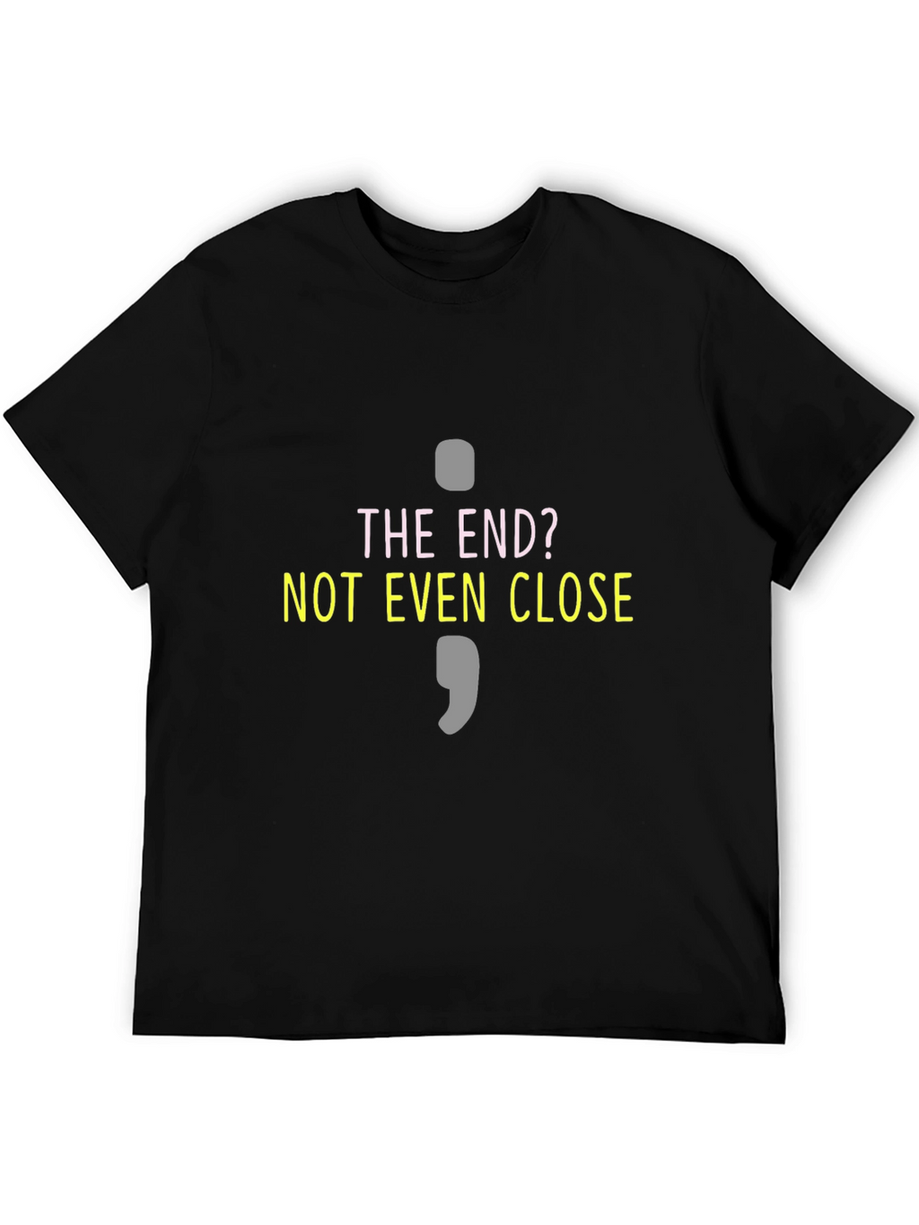 The End? Semicolon Graphic T-Shirt - Black Cotton Blend
