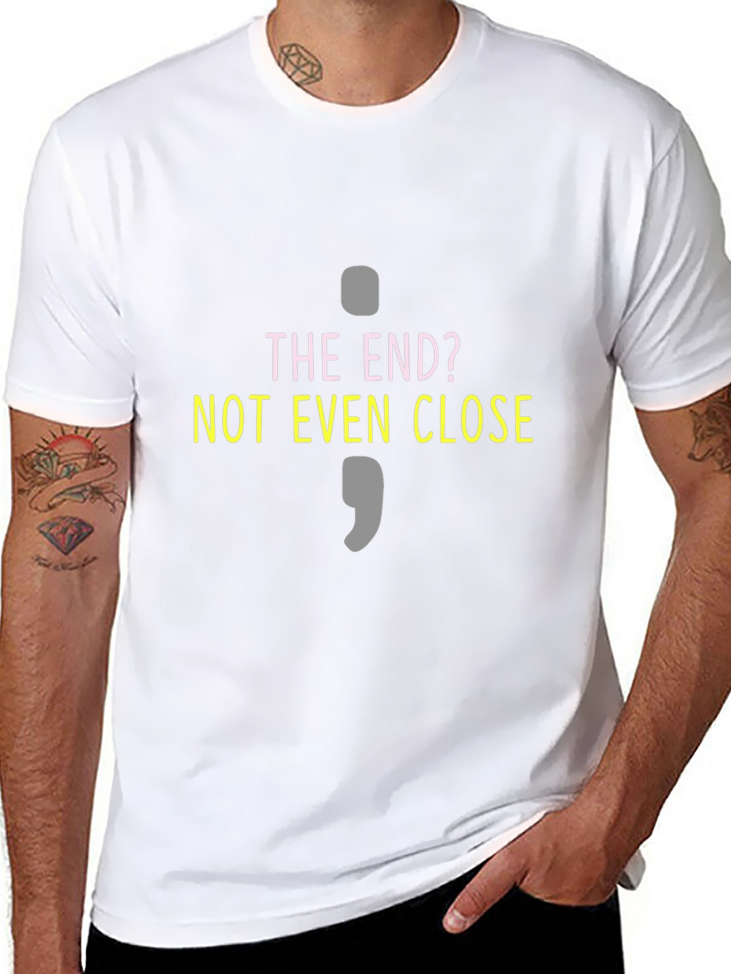 The End? Semicolon Graphic T-Shirt - Black Cotton Blend