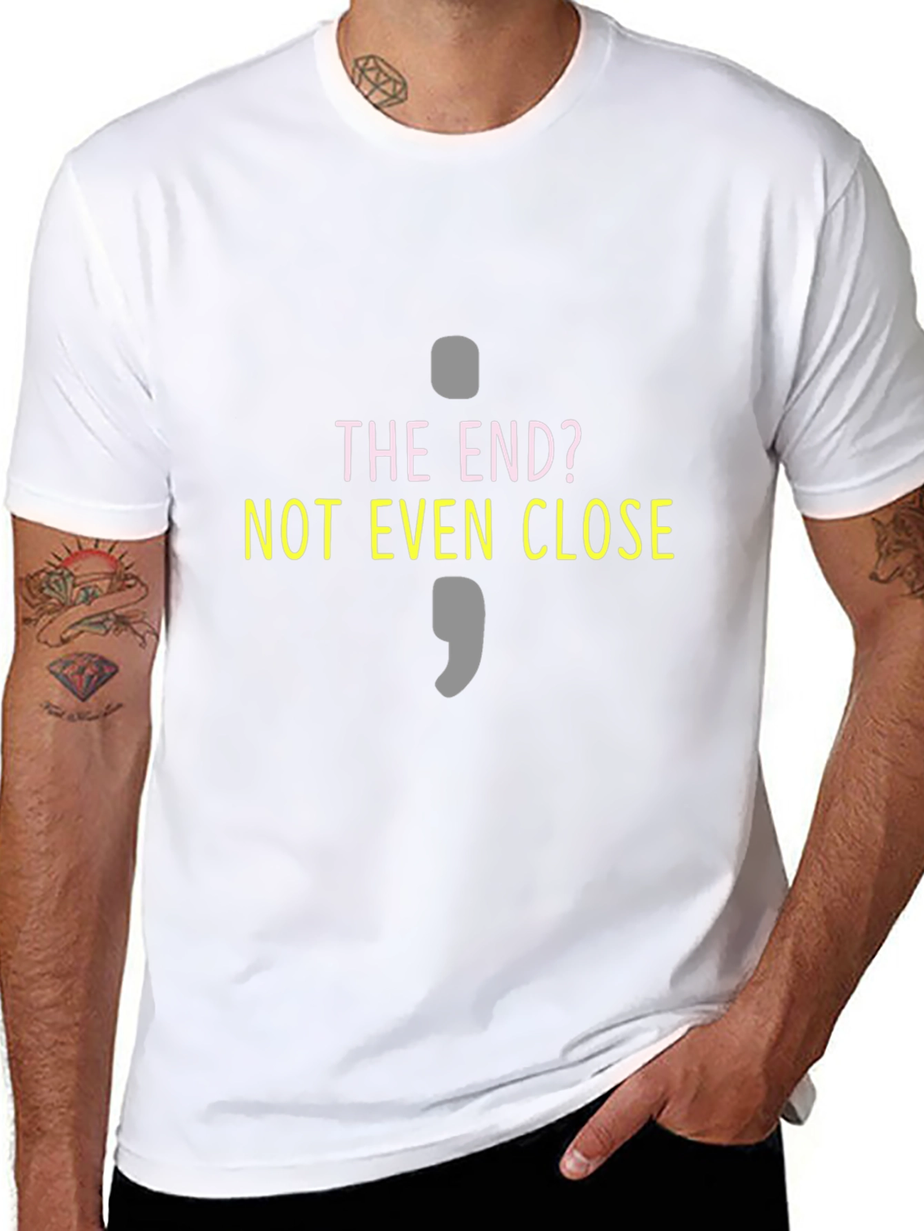 The End? Semicolon Graphic T-Shirt - Black Cotton Blend