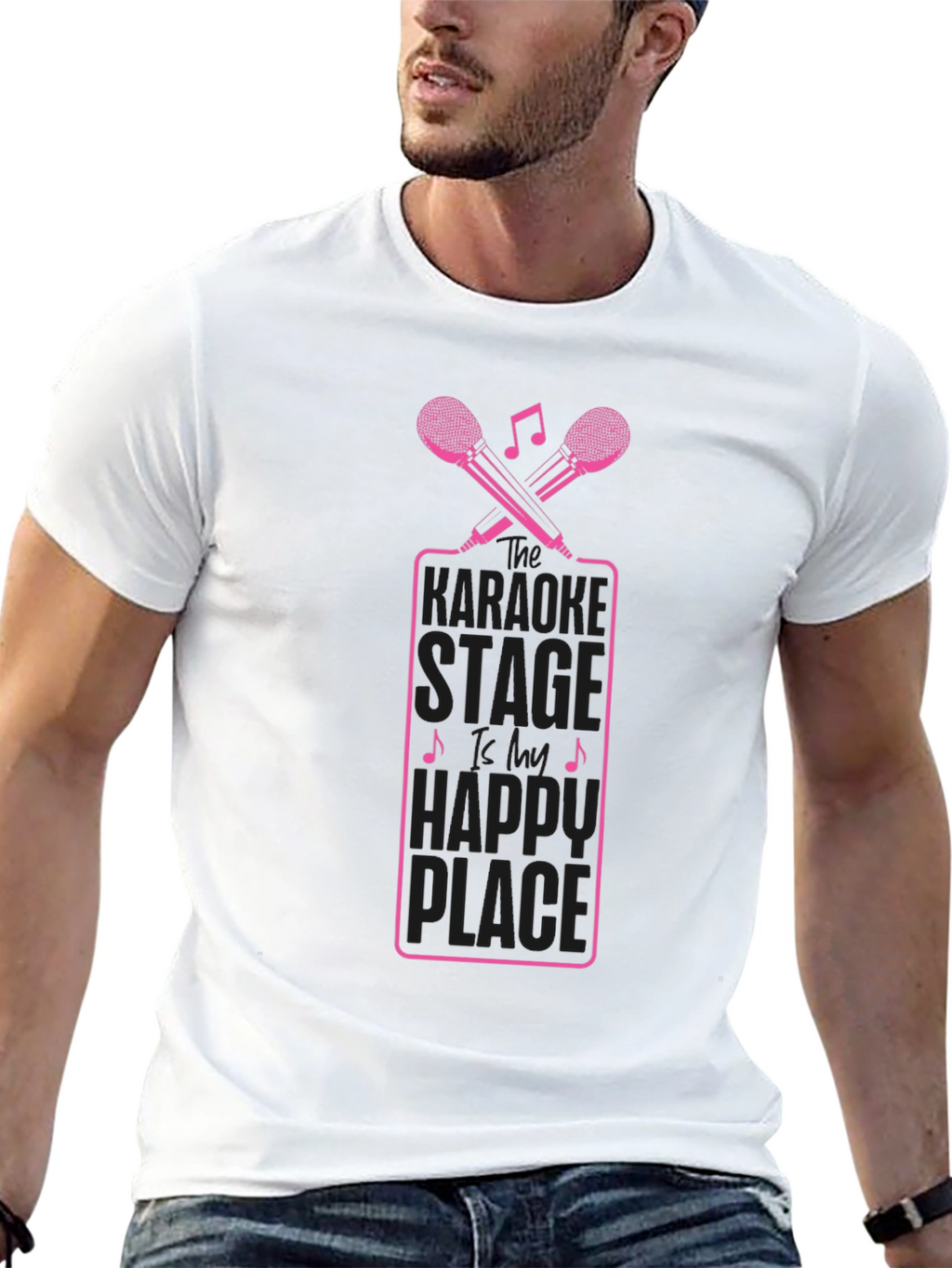 Karaoke Happy Place Black T-Shirt