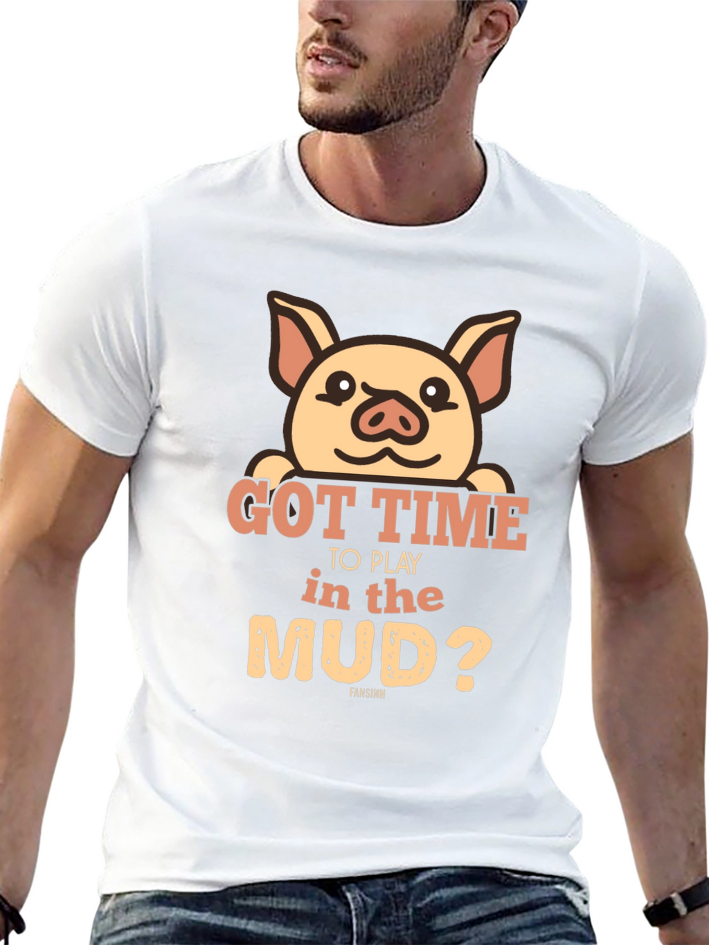 Pig Got Time To Play In Mud Black T-Shirt