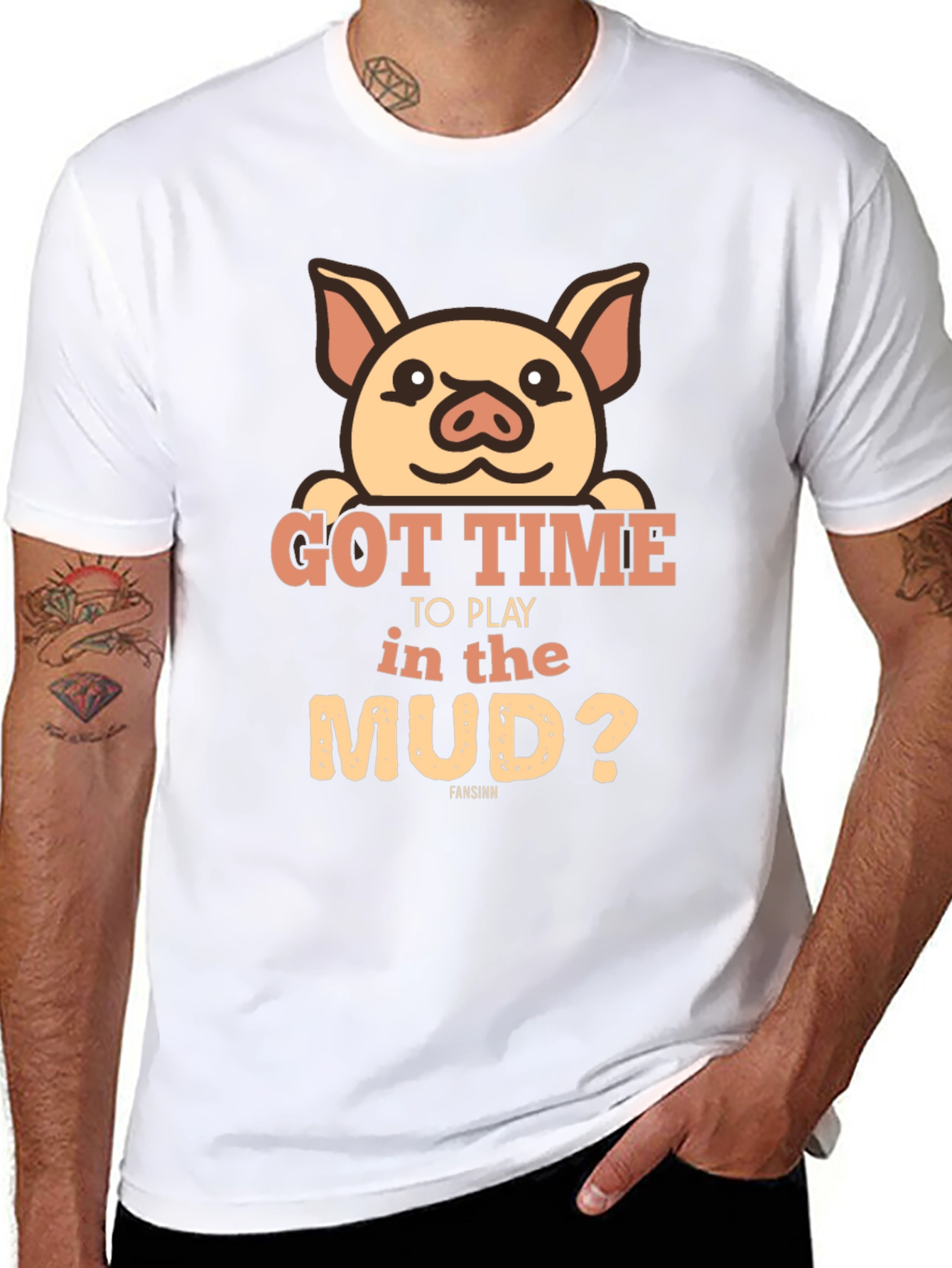 Pig Got Time To Play In Mud Black T-Shirt