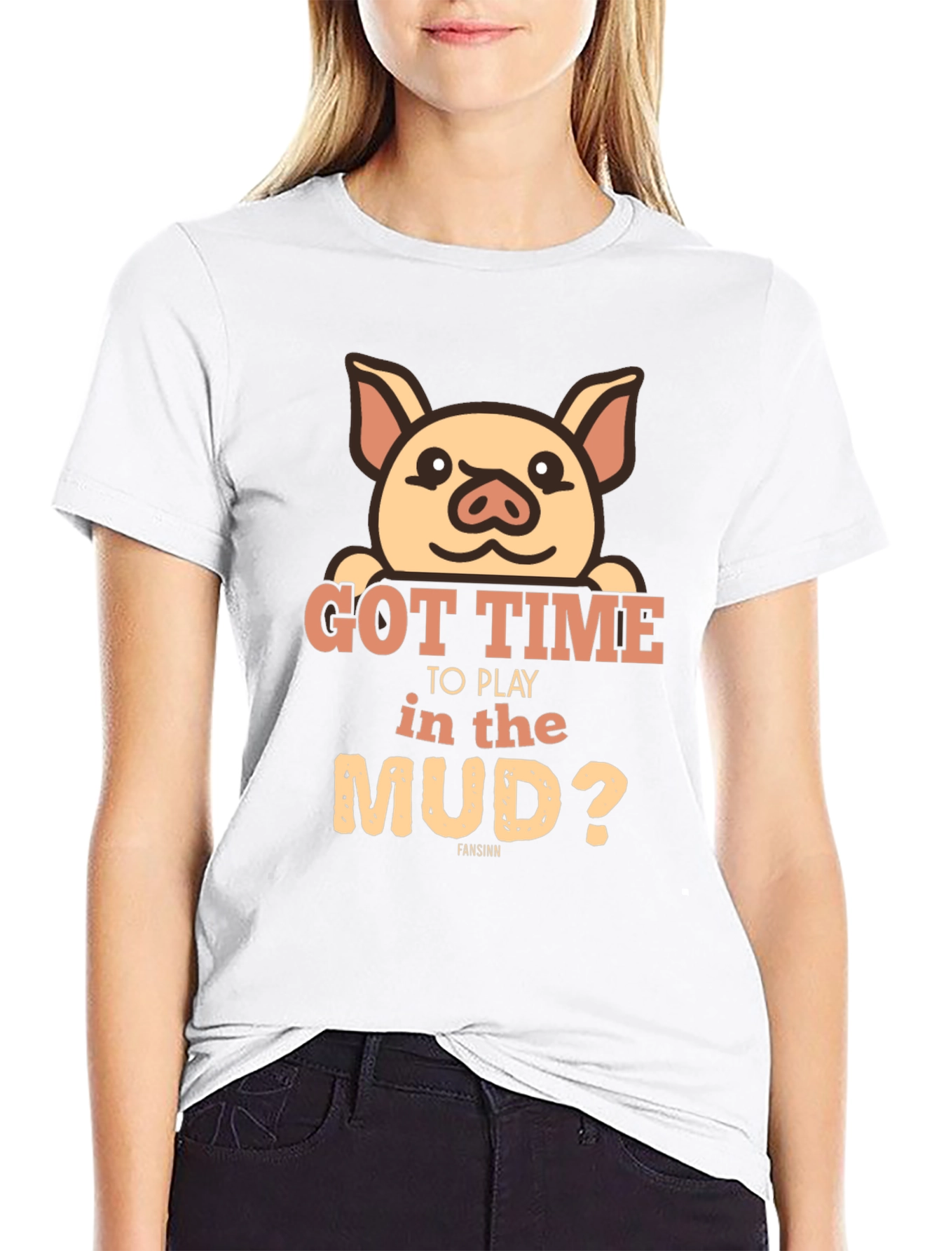 Pig Got Time To Play In Mud Black T-Shirt