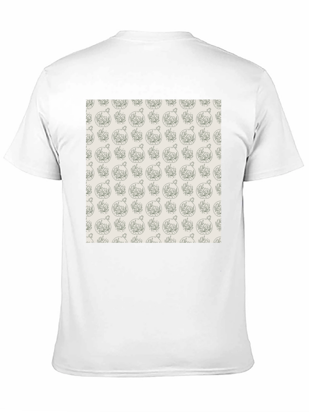 Black T-Shirt with Unique Terrarium Plant Pattern