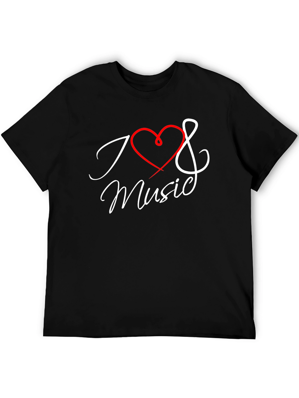 I Love Music Graphic Black T-Shirt
