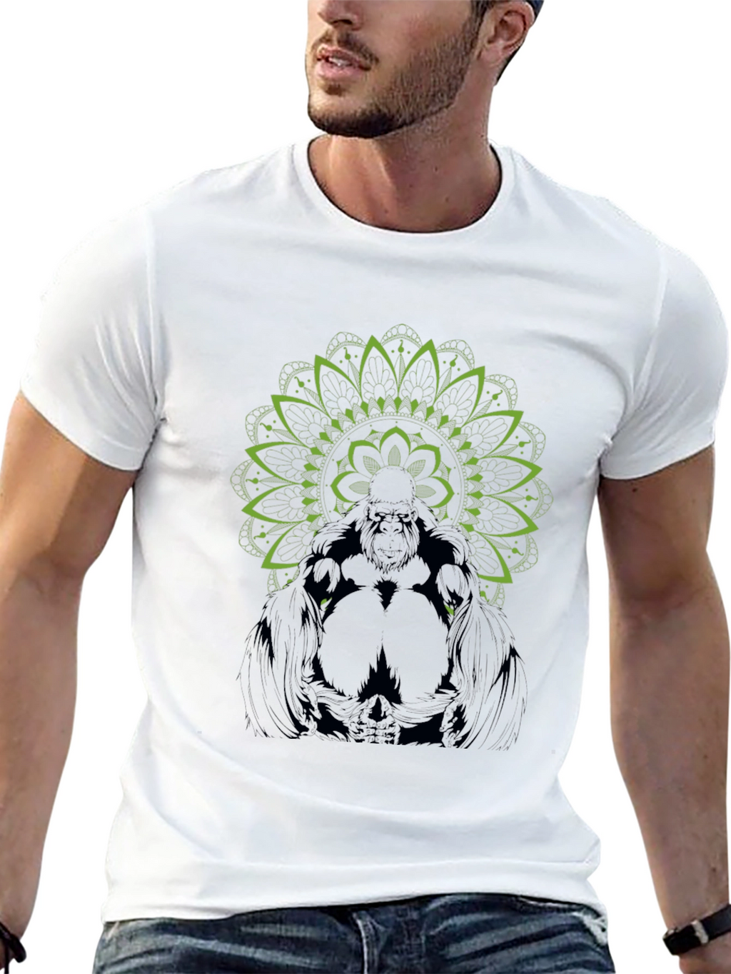 Gorilla Mandala Graphic Tee - Stylish Black T-Shirt