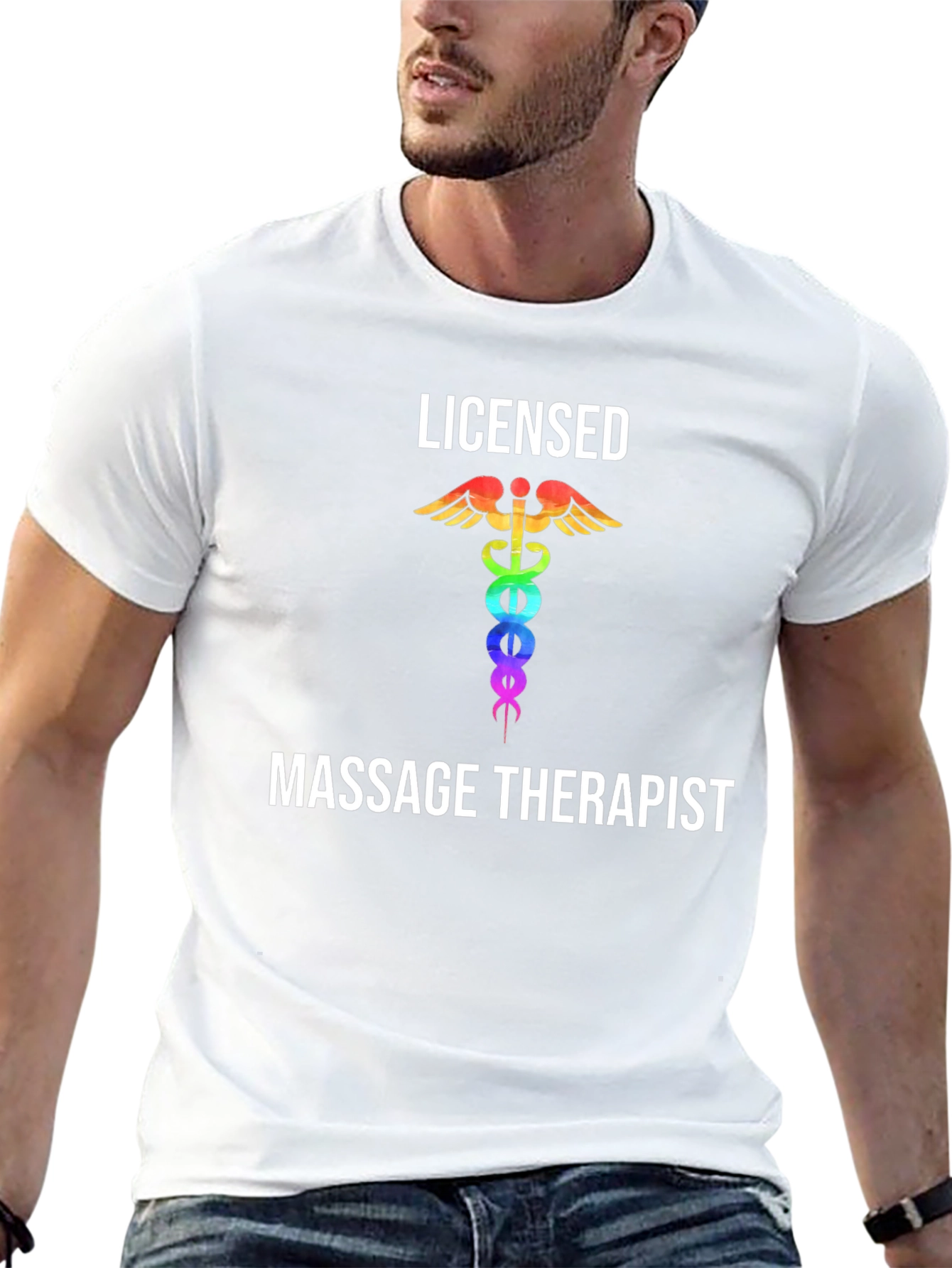 Licensed Massage Therapist T-Shirt Rainbow Medical Symbol