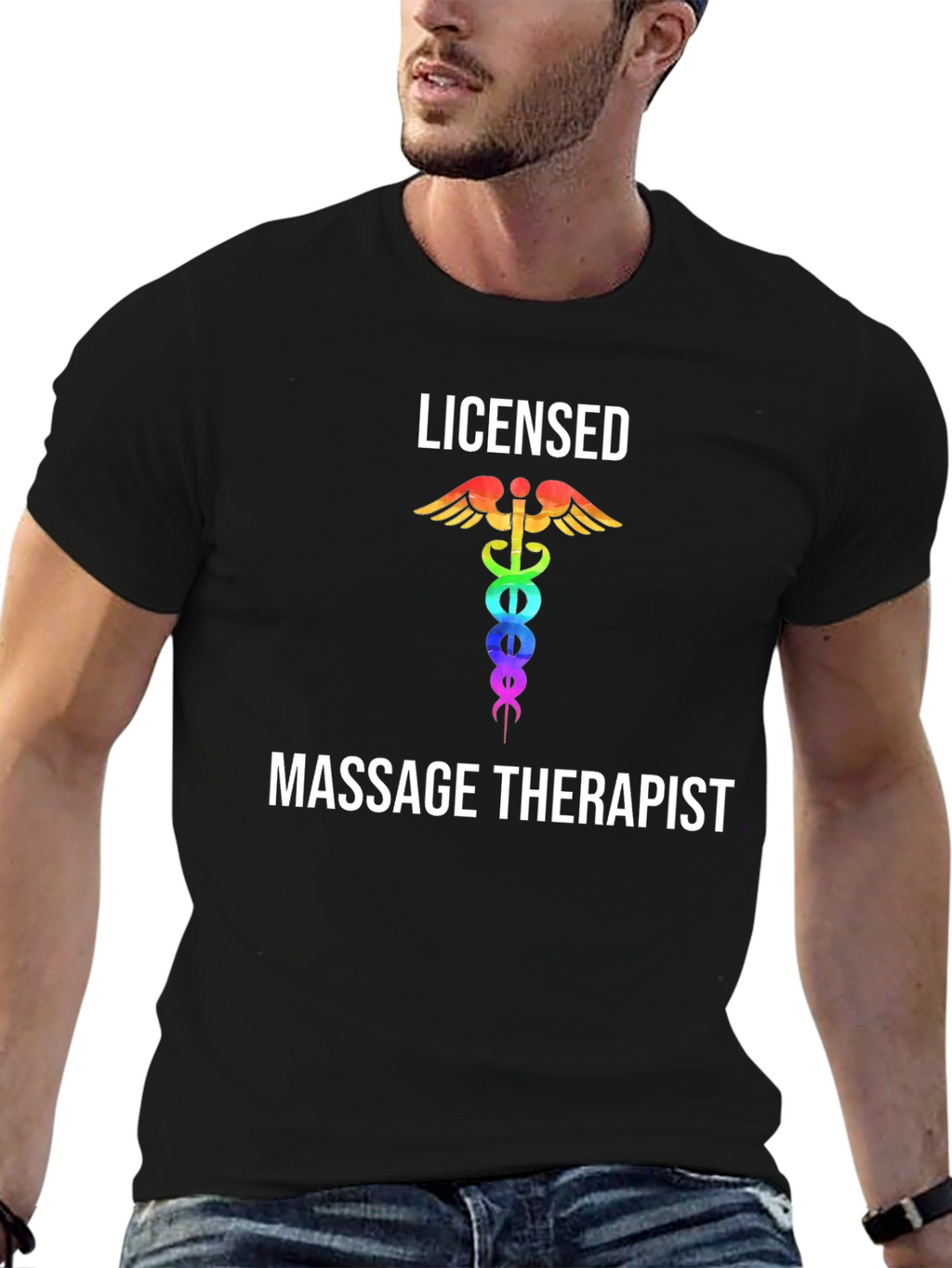 Licensed Massage Therapist T-Shirt Rainbow Medical Symbol