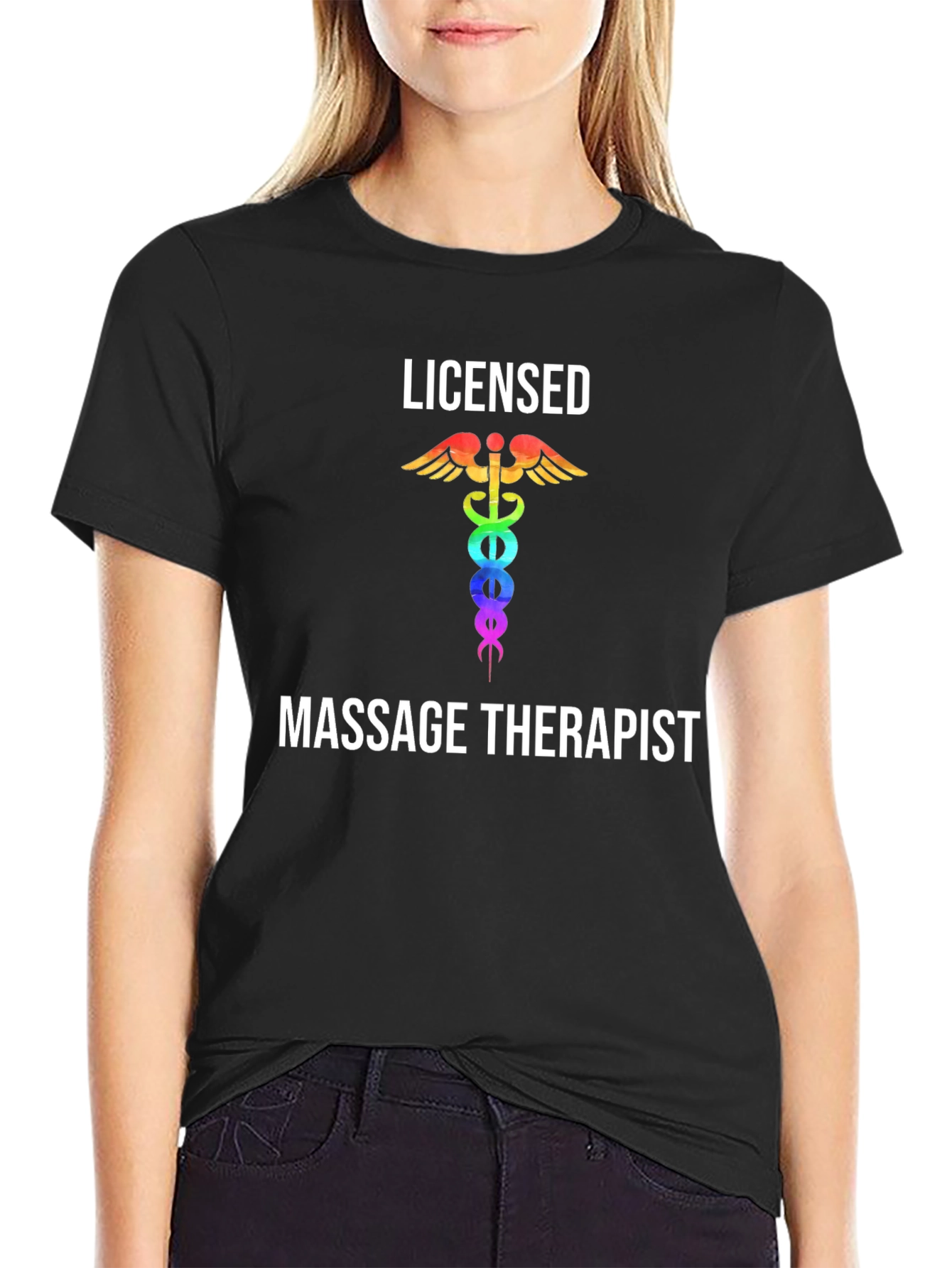 Licensed Massage Therapist T-Shirt Rainbow Medical Symbol