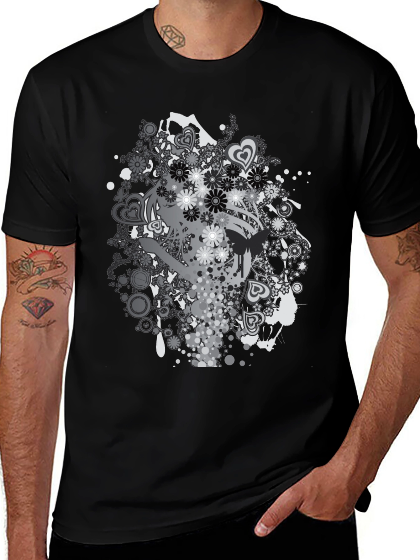 Graphic Print Black T-Shirt