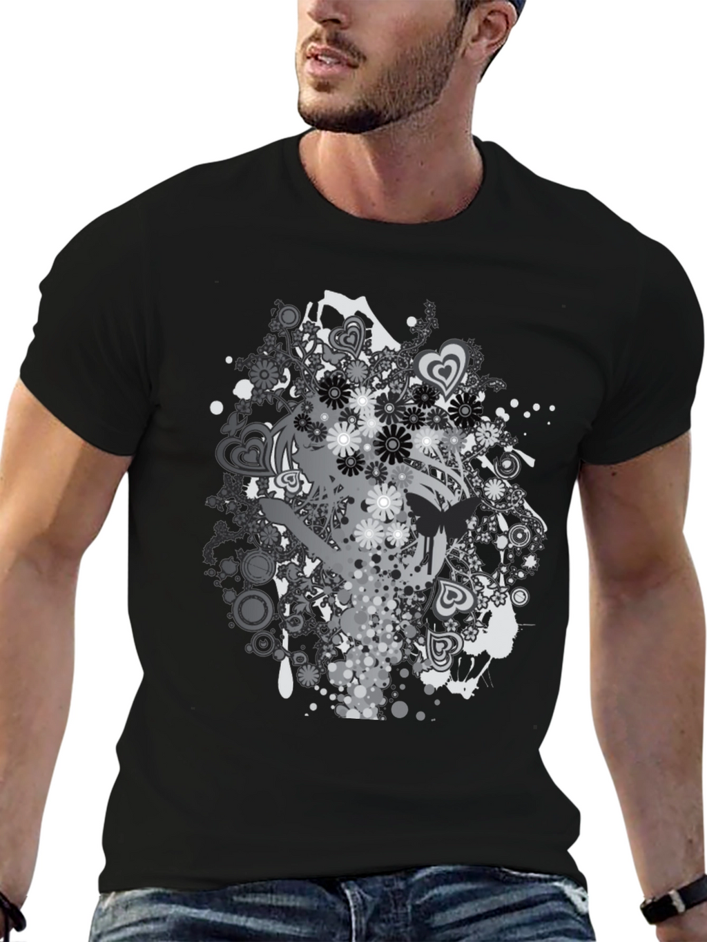 Graphic Print Black T-Shirt