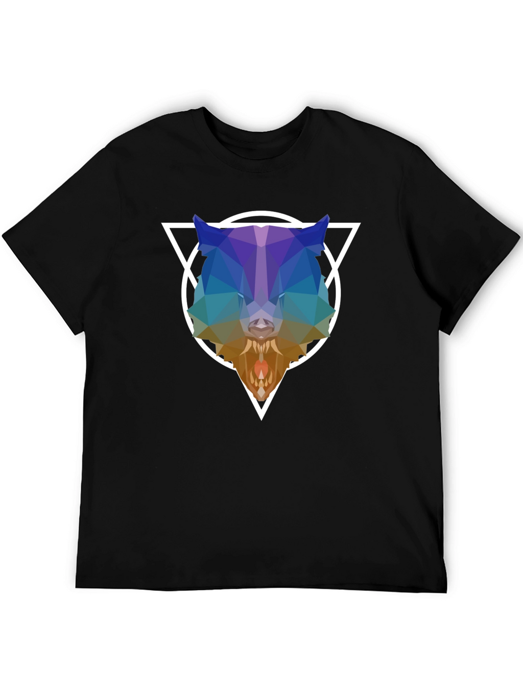 Geometric Wolf Graphic T-Shirt - Modern Design