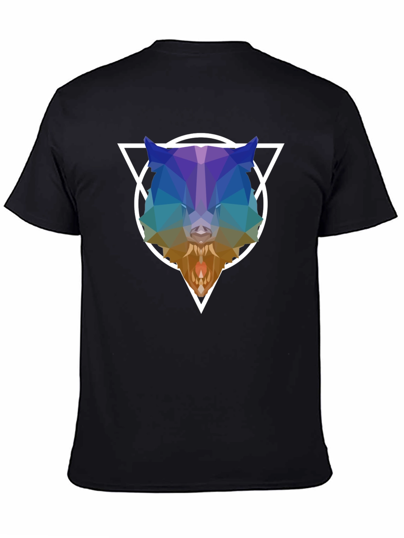 Geometric Wolf Graphic T-Shirt - Modern Design
