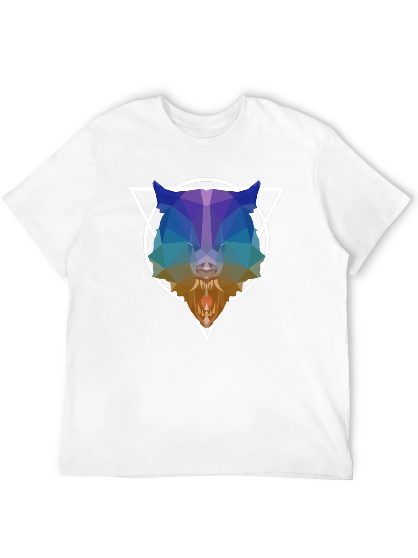 Geometric Wolf Graphic T-Shirt - Modern Design