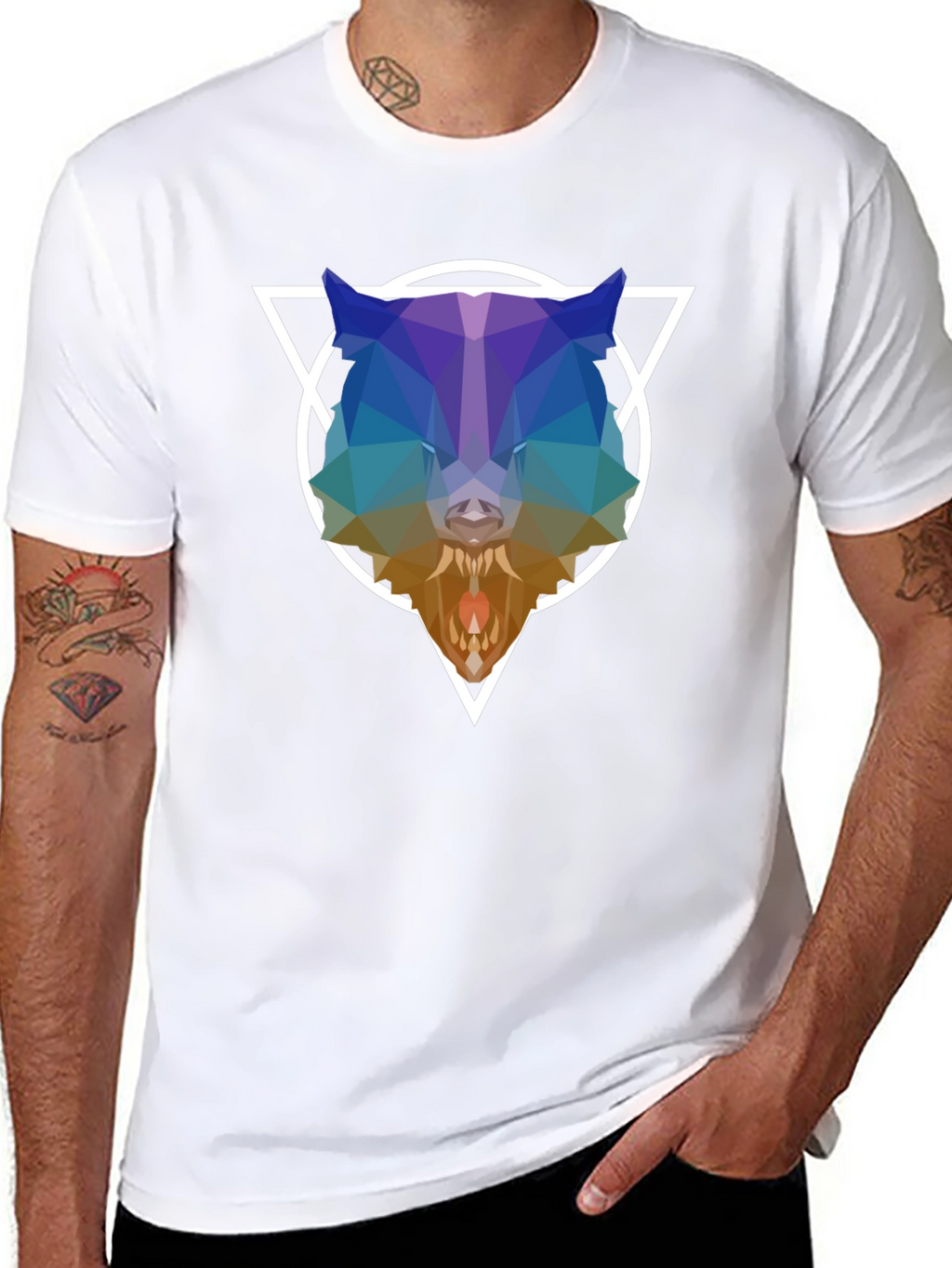 Geometric Wolf Graphic T-Shirt - Modern Design