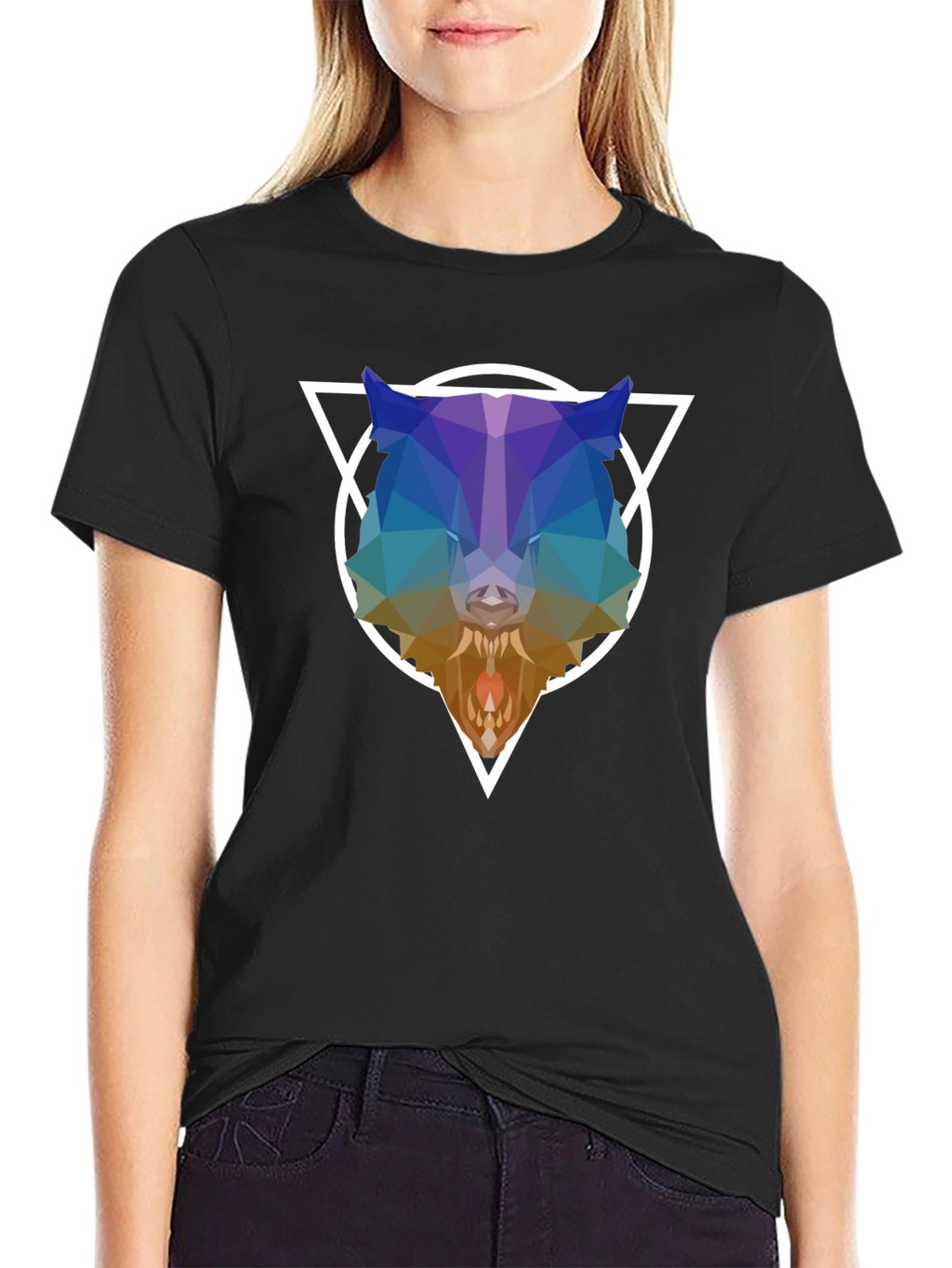 Geometric Wolf Graphic T-Shirt - Modern Design