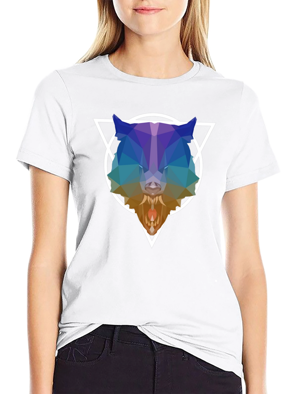 Geometric Wolf Graphic T-Shirt - Modern Design