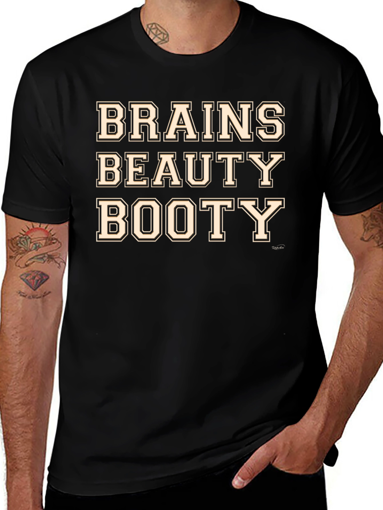 Brains Beauty Booty Graphic T-Shirt