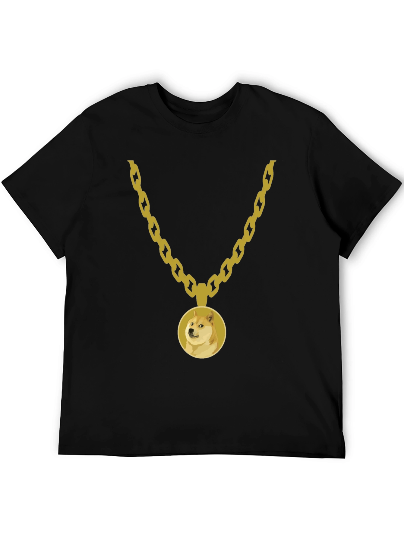 Doge Gold Chain Black Tee - Trendy Meme Apparel