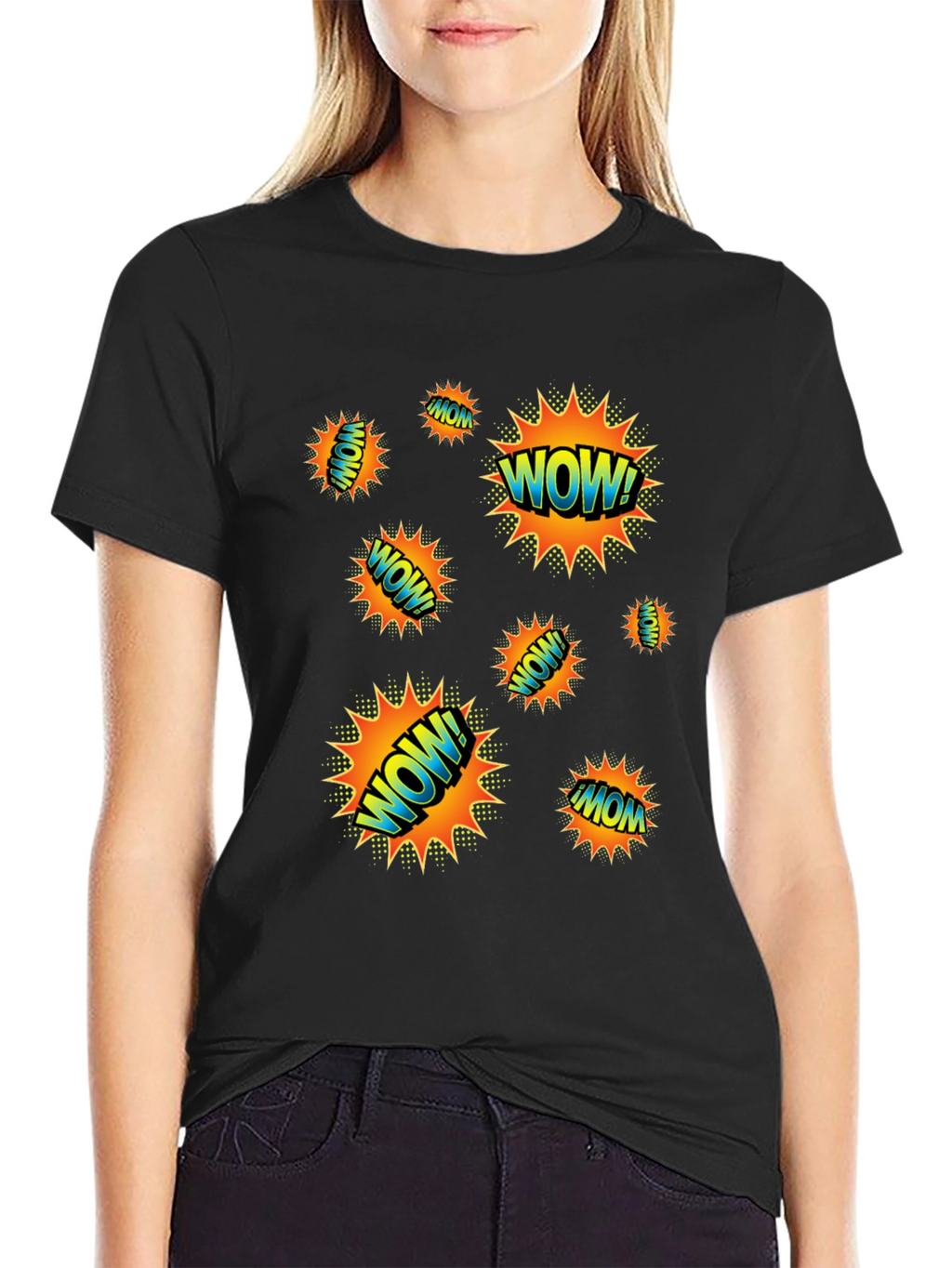 WOW! Graphic Print Black T-Shirt