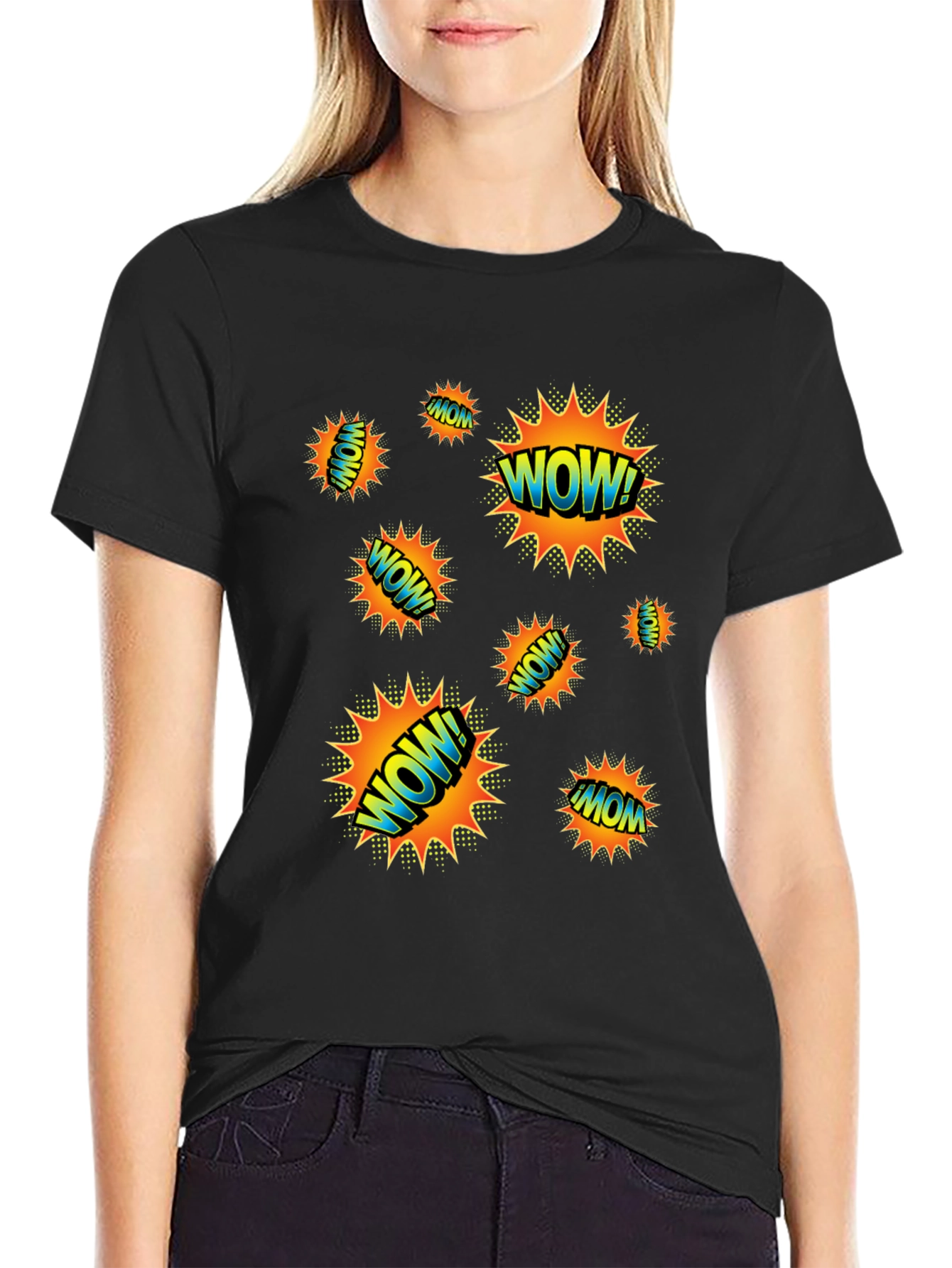 WOW! Graphic Print Black T-Shirt
