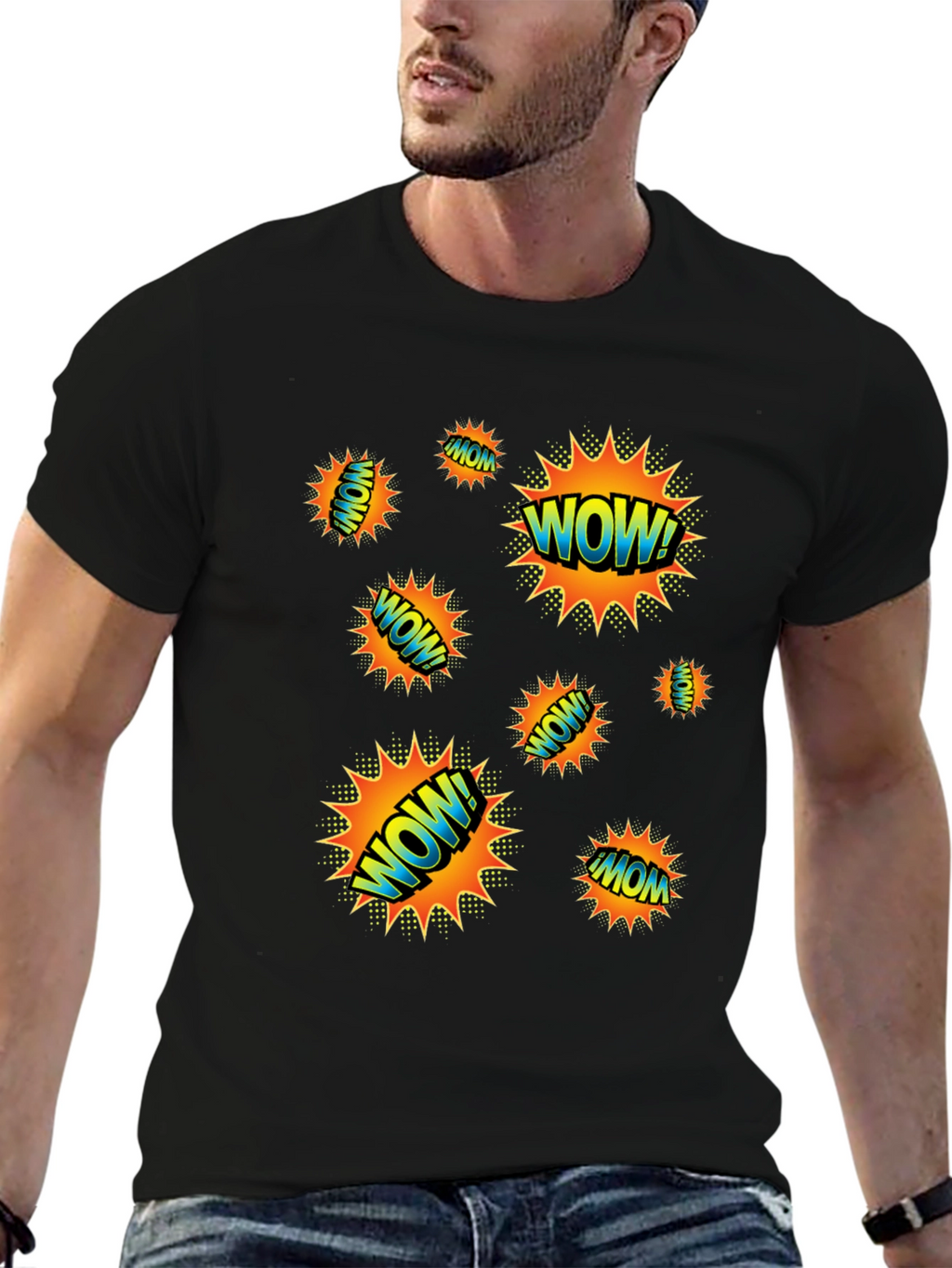 WOW! Graphic Print Black T-Shirt