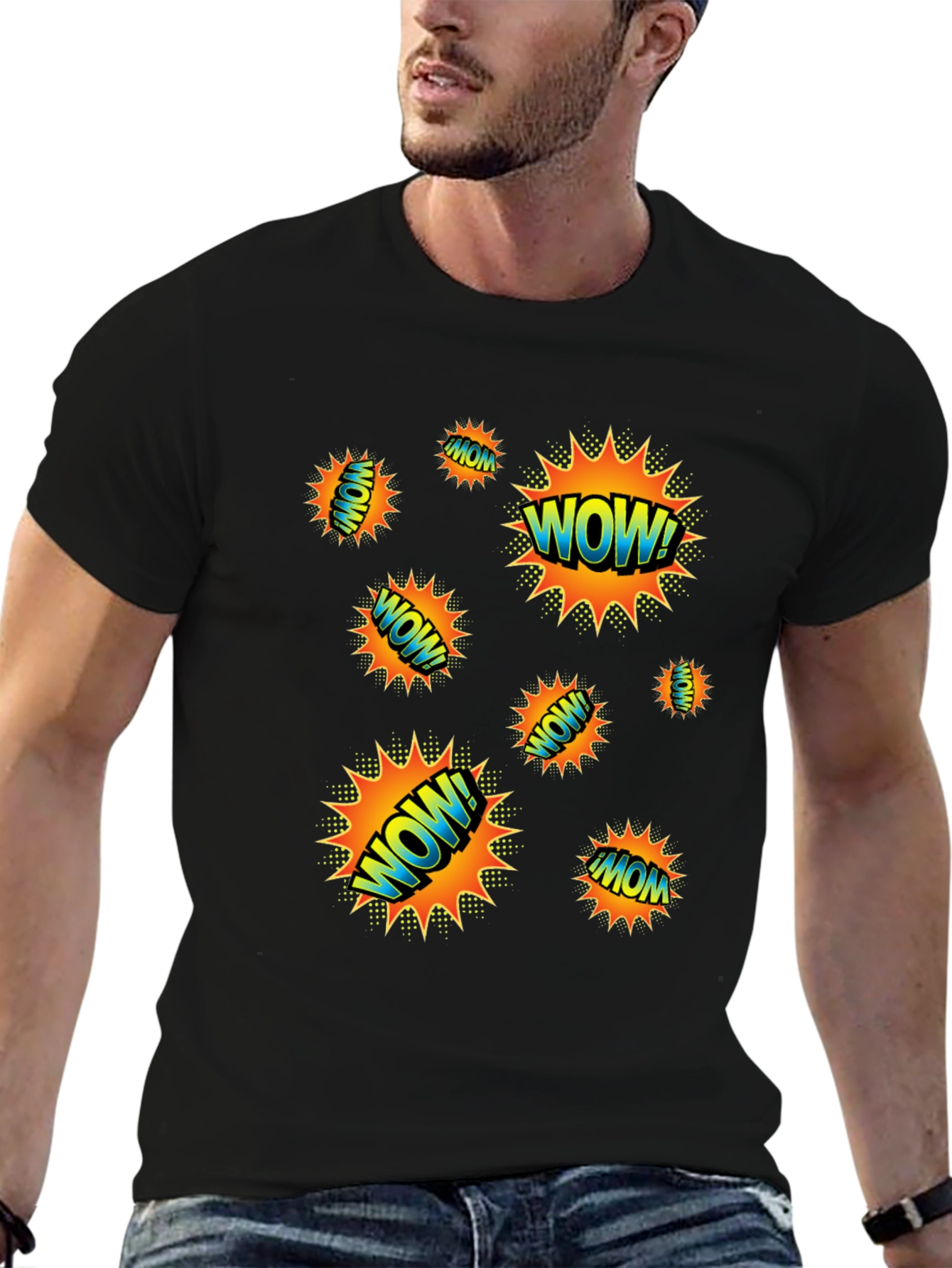WOW! Graphic Print Black T-Shirt