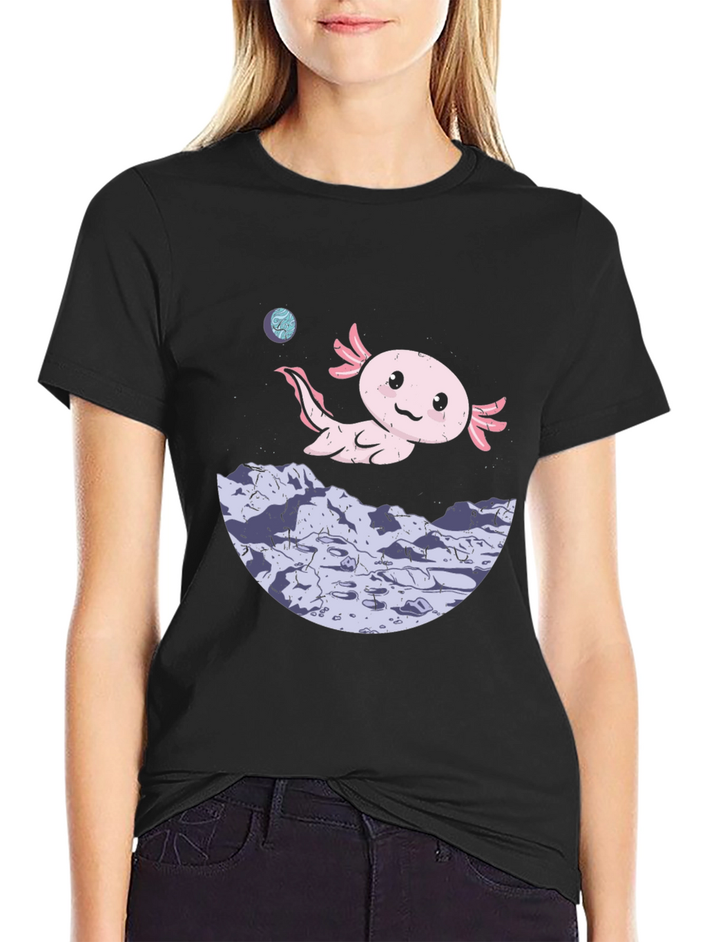 Axolotl Moon T-Shirt - Space Amphibian Tee