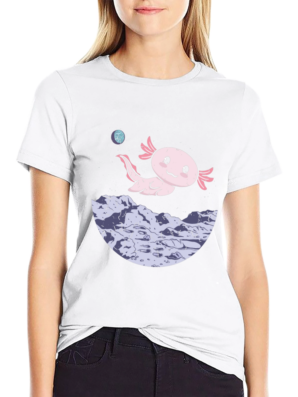Axolotl Moon T-Shirt - Space Amphibian Tee