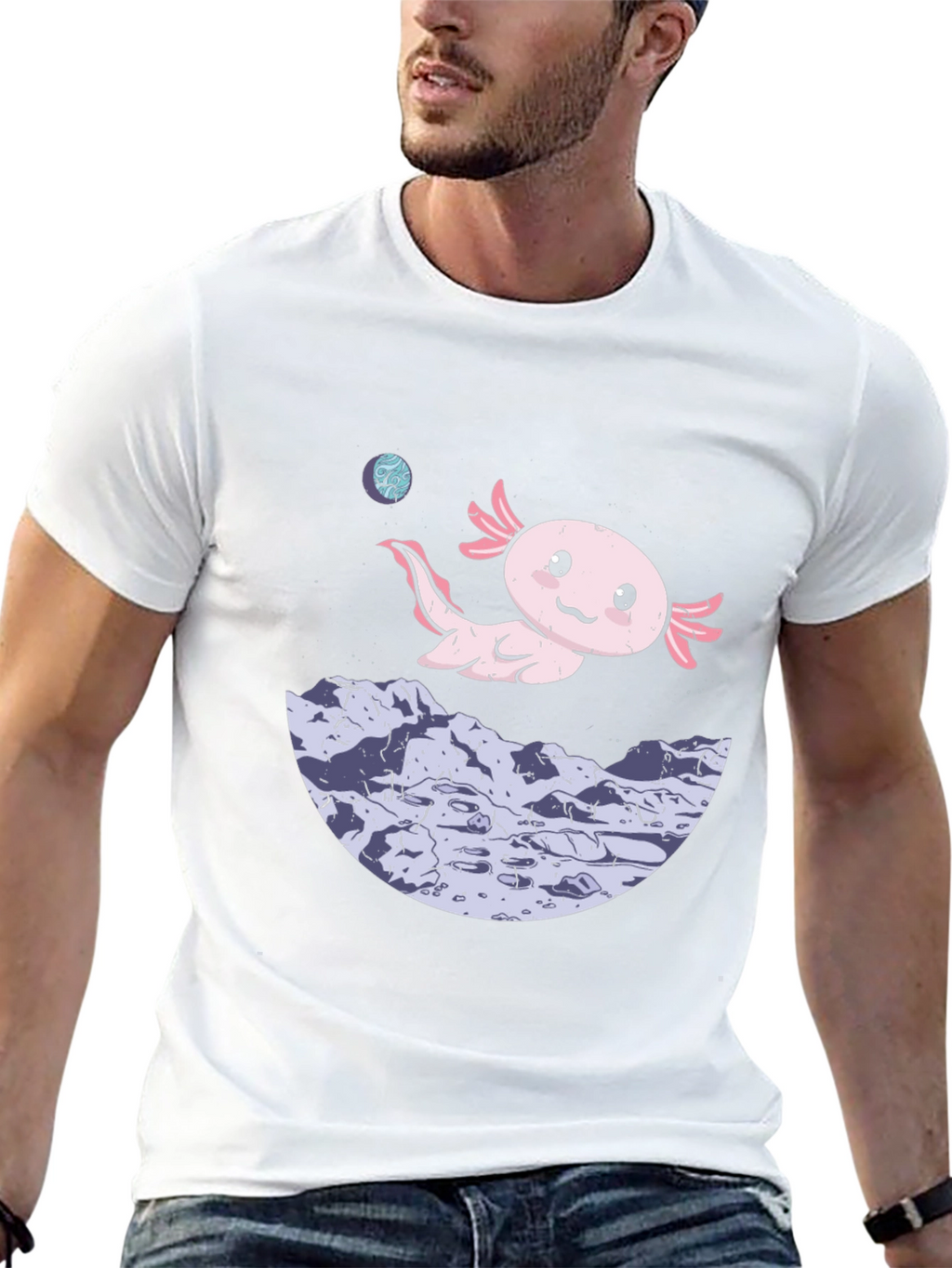 Axolotl Moon T-Shirt - Space Amphibian Tee