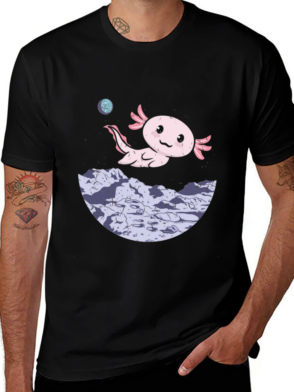 Axolotl Moon T-Shirt - Space Amphibian Tee