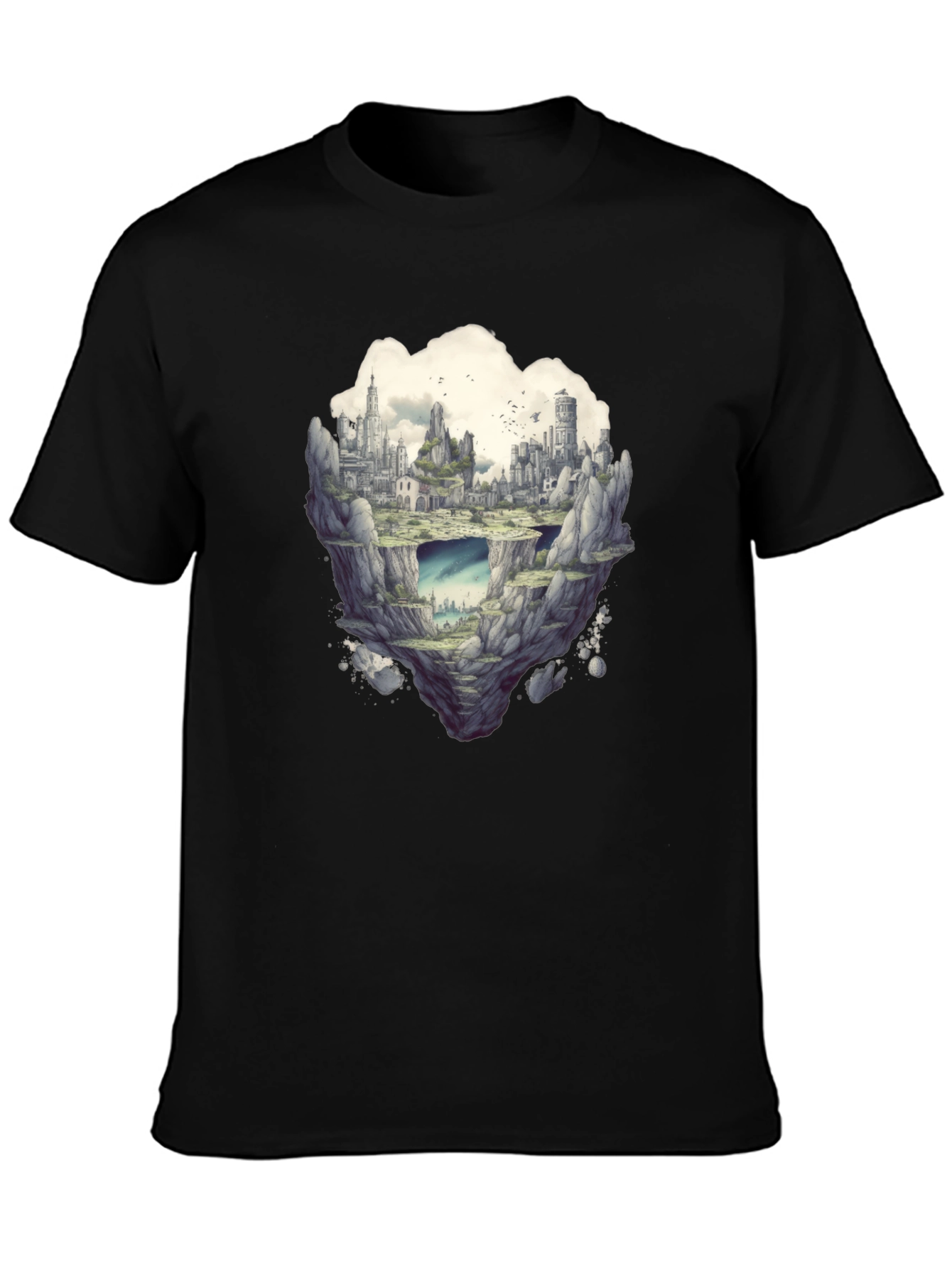 Floating City Graphic Tee - Unique Fantasy Design