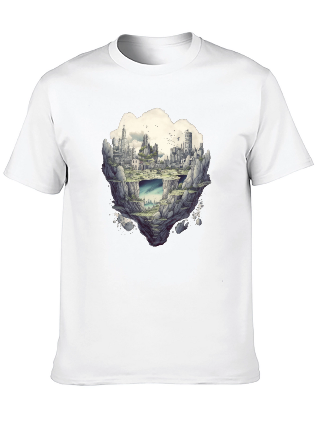 Floating City Graphic Tee - Unique Fantasy Design