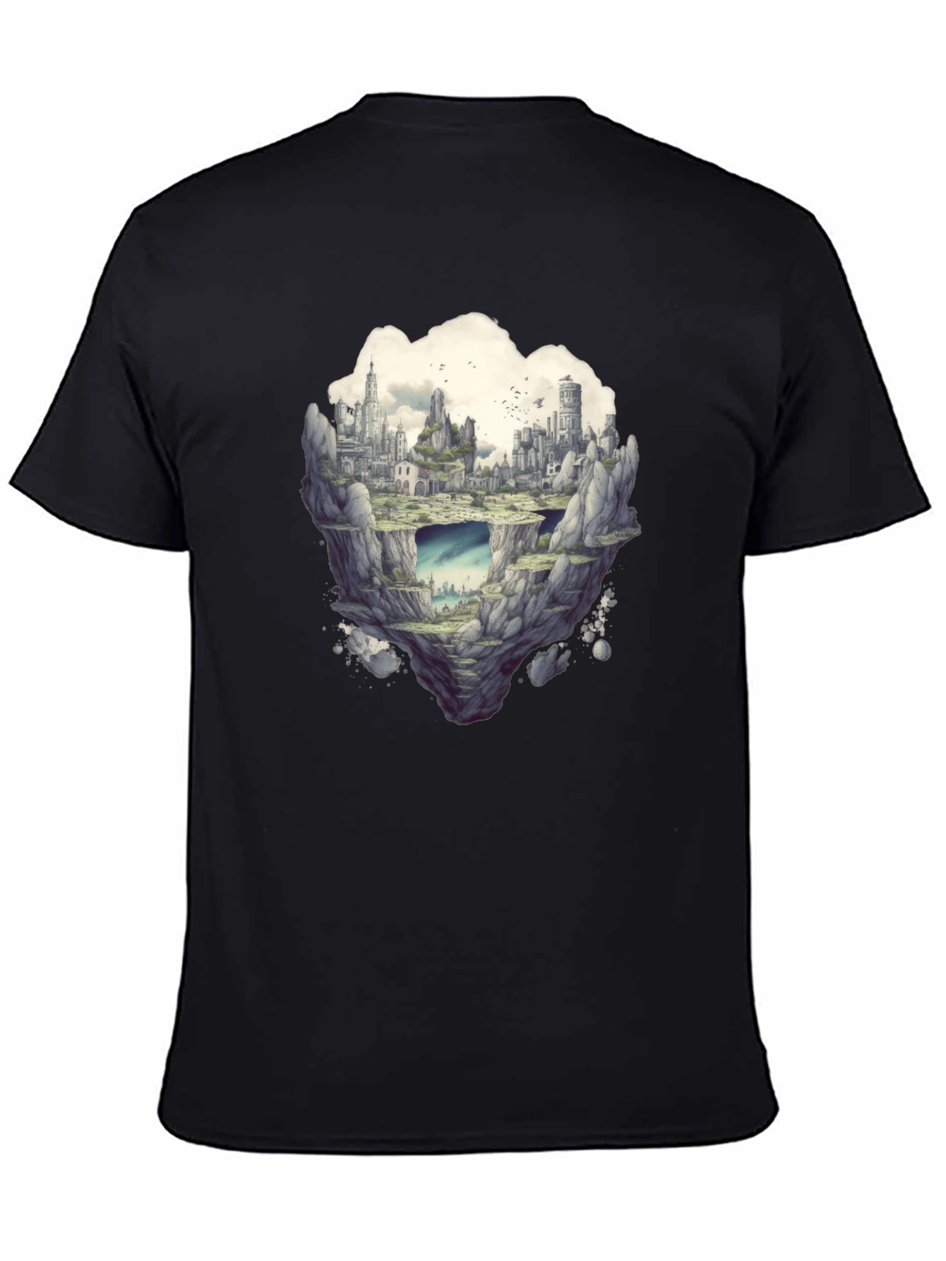 Floating City Graphic Tee - Unique Fantasy Design