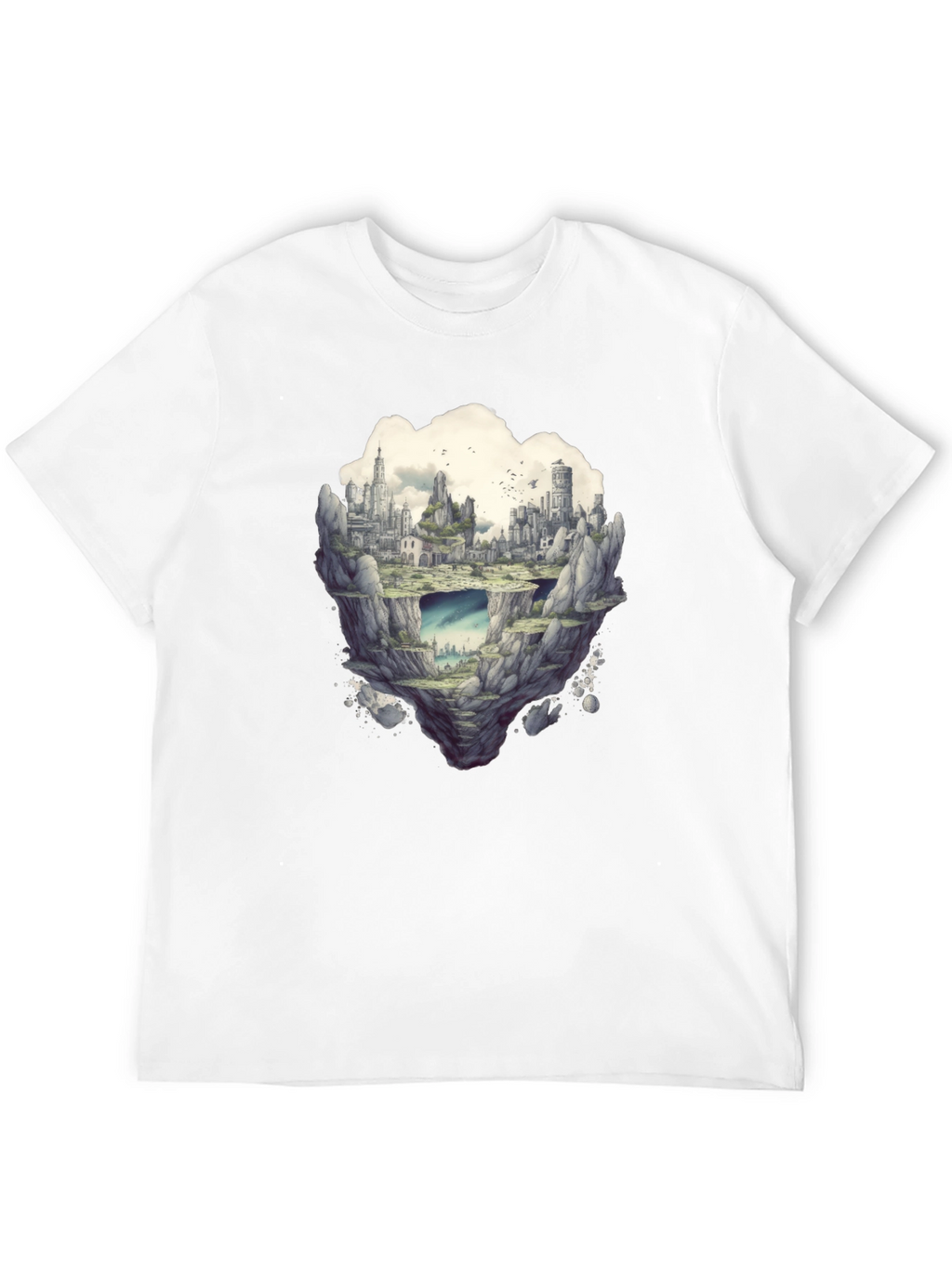 Floating City Graphic Tee - Unique Fantasy Design