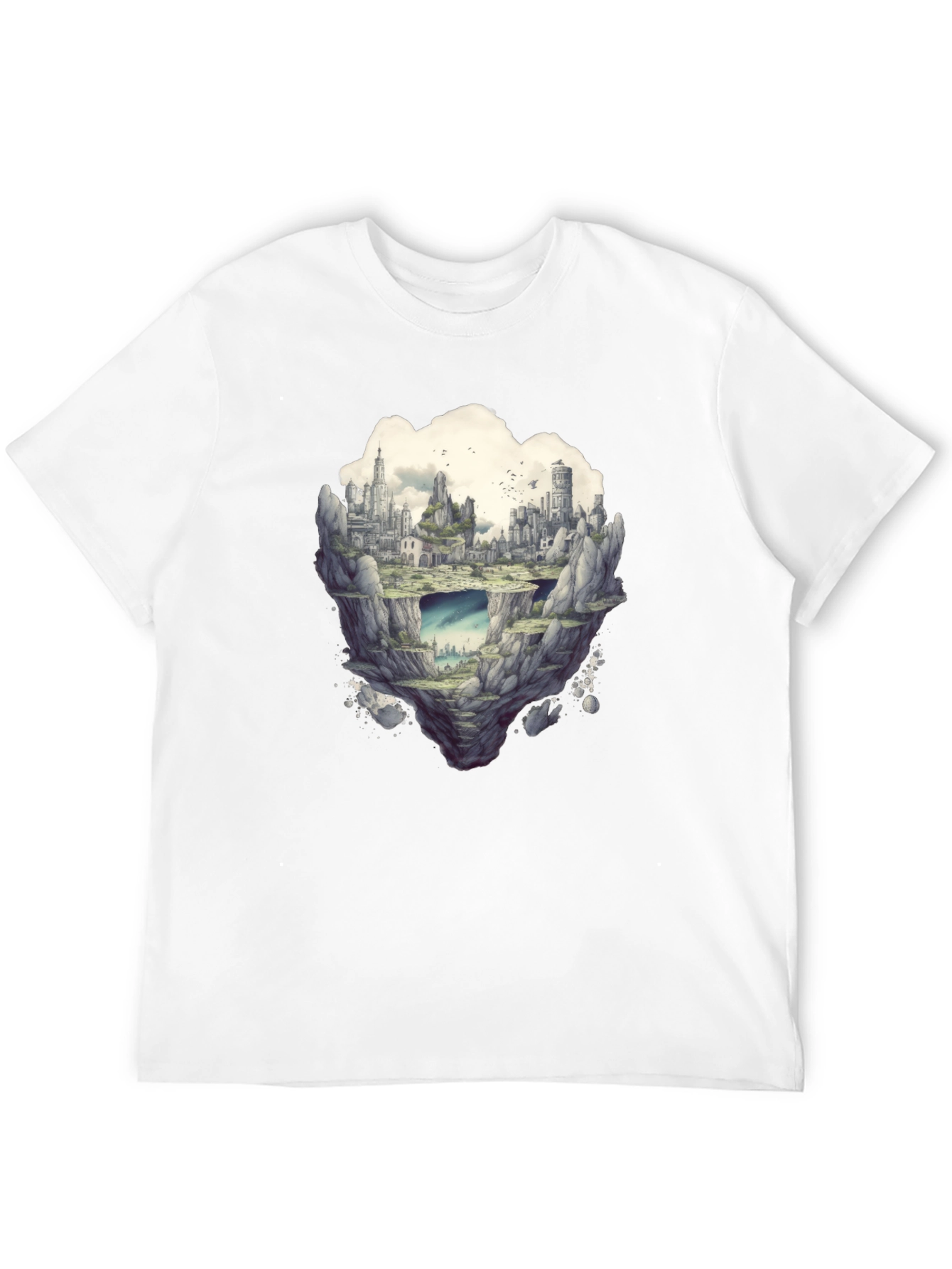 Floating City Graphic Tee - Unique Fantasy Design