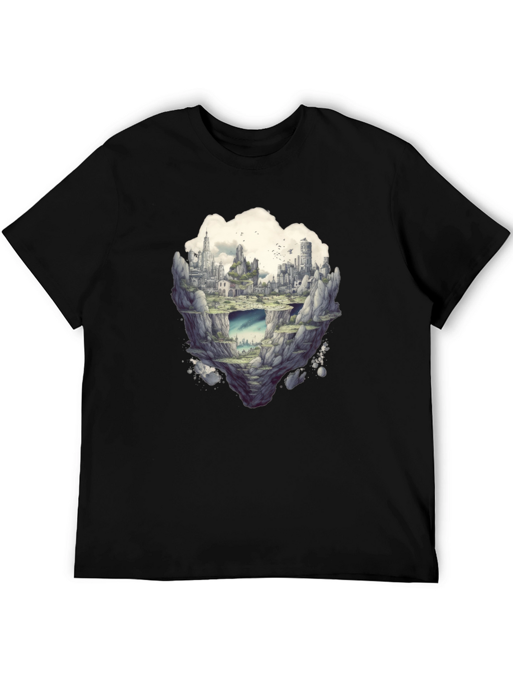 Floating City Graphic Tee - Unique Fantasy Design