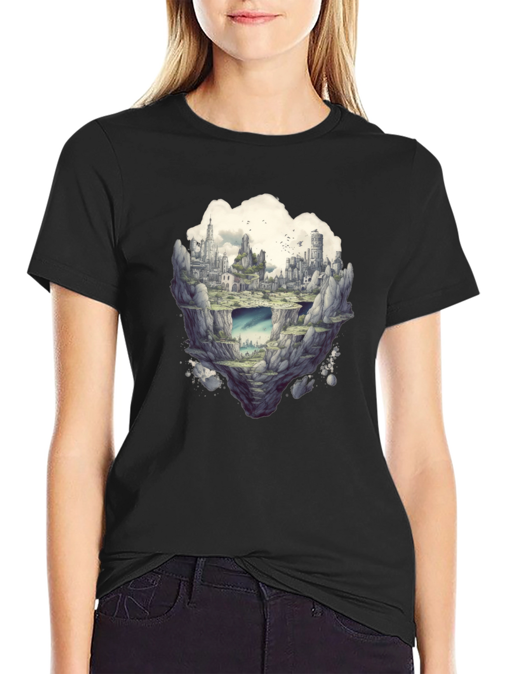 Floating City Graphic Tee - Unique Fantasy Design
