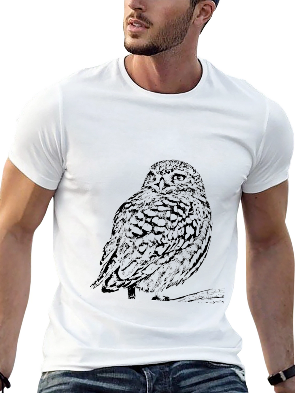 Mens Black Owl Graphic Tee
